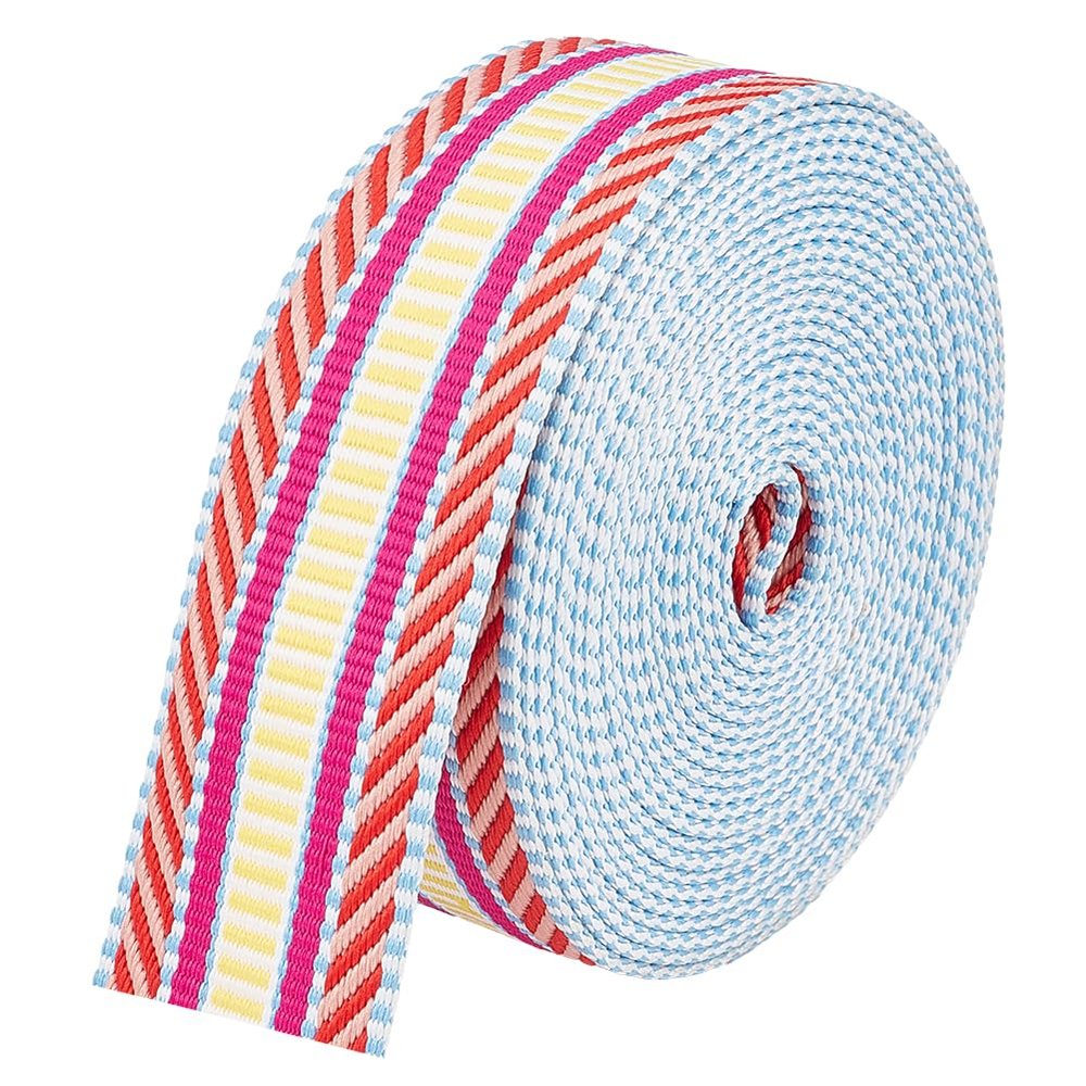 BENECREAT 4.78~5 Yards Polyester Jacquard Webbing, 1-1/2 inch Wide Webbing Strap Flat Sewing Webbing Woven Ribbon for Clothing Accessories Strap, Camellia