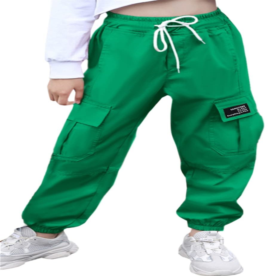 SANGTREE Womens Cargo Pants Drawstring Elastic Waist Tapered Jogger Pants with Pockets for Women,Green, XXL