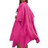 chouyatou Women's Boho Crochet Eyelet Open Front Irregular Long Cotton Beach Coverup Cardigan Shirt Blouses (Large, Rose Red) view 1