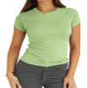 Abardsion Women Casual Raglan Sleeve Crewneck Slim T Shirts - 2026 Spring Summer Basic Activewear Going Out Tops(Grass Green, XS) view 1