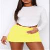 BZB Women's Mini Skirt Sexy Mid-Waist Split Hem Stretch Fitted Bodycon Short Skirts Yellow view 2