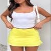 BZB Women's Mini Skirt Sexy Mid-Waist Split Hem Stretch Fitted Bodycon Short Skirts Yellow view 3