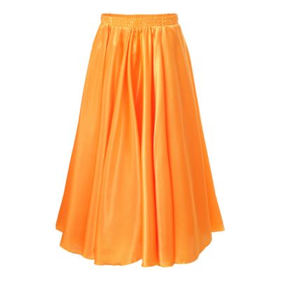 ACSUSS Kids Girls Ballroom Dance Skirt Satin Swing Latin Cha Cha Flamenco Dance Skirts Competition Costume Dancewear Yellow 3-4 Years