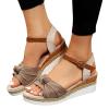 Orthopedic Platform Wedge Sandals for Women Summer Dressy Flat Open Toe Slip on Sandals Outdoor Shoes (Khaki #5, 7.5) view 1