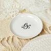 Generic Monogrammed Heart Ring Dish Custom Initial Jewelry Holder Customized Jewelry Dish Letter Ring Dish Bridesmaid Gift Keepsake Ceramic 4"" Trinket Dish Engagement Gift view 4