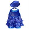 ACSUSS Sleeveless Jazz Dance Dress for Kids Girls Sequin Tap Latin Ballroom Dance Dress Performance Costume and Hat Royal Blue 12 Years view 2