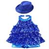 ACSUSS Sleeveless Jazz Dance Dress for Kids Girls Sequin Tap Latin Ballroom Dance Dress Performance Costume and Hat Royal Blue 12 Years view 3