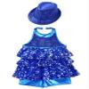 ACSUSS Sleeveless Jazz Dance Dress for Kids Girls Sequin Tap Latin Ballroom Dance Dress Performance Costume and Hat Royal Blue 12 Years view 4