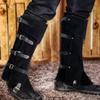 Pirate Boot Covers Viking Medieval Boot Covers Costume Boot Covers Faux Leather Steampunk Renaissance Costume Tops Leg Covers for Men Black view 2