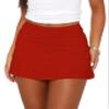 BZB Women's Mini Skorts Sexy Basic High Waist Split Hem Stretch Fitted Pencil Bodycon Skirts Red view 1