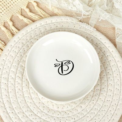 Generic Initial Trinket Dish for Women, Letter Ring Dish, Monogram Heart Ring Holder, Ceramic Jewelry Tray, Small Key Bowl, Engagement Gift for Her, Mothers Day, Birthday Gift for Mom, Grandma, 4""