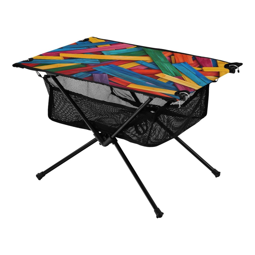 GOODOLD Colorful Craft Sticks Beach Camping Table, Easy Fold-Up Design & Portable with Carry Bag  Ideal for Outdoor BBQ, Picnic, Campsites