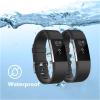 2 Pack Waterproof Bands Compatible with Fitbit charge 2, Classic Soft Sports Replacement Wristbands for Women Men (small 5.5"-6.7", black+black) view 2