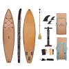 DONGRUN Inflatable Touring Stand Up Paddle Board, Reinforced Double Layer Racing Paddleboard12'6 * 27"*6" with Wood Grain PVC and Oak Non-Slip Mat Package Wood Grain Aluminum Paddle fins Oak Backpack view 1