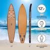 DONGRUN Inflatable Touring Stand Up Paddle Board, Reinforced Double Layer Racing Paddleboard12'6 * 27"*6" with Wood Grain PVC and Oak Non-Slip Mat Package Wood Grain Aluminum Paddle fins Oak Backpack view 2