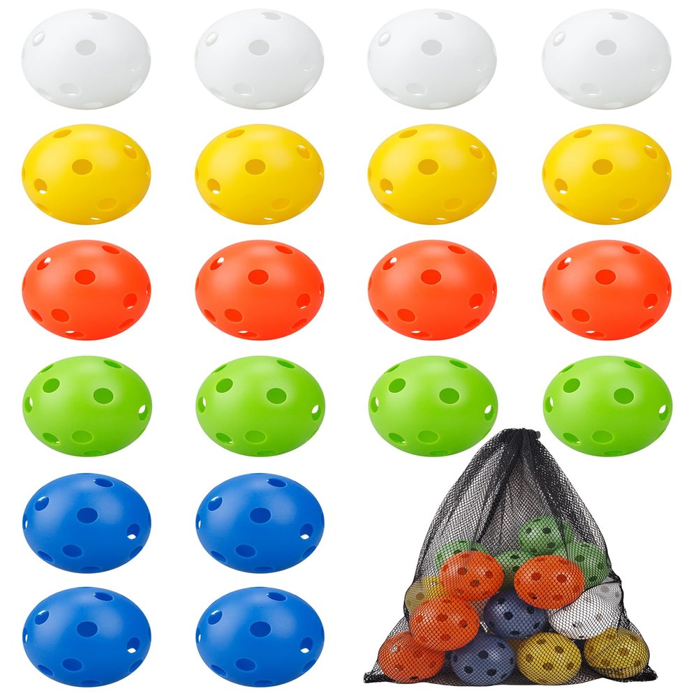 20 Pack Plastic Baseball Practice Balls - Hard Training Baseballs for Batting Hitting Pitching - Hollow Airflow Softball - Limited Flight Lightweight Mini Ball for Indoor & Outdoor Sport 9 Inches