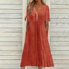 NaRHbrg Womens Summer Dress Casual Floral Print Midi Dress Button V Neck Short Sleeve Dresses Flowy Boho Beach Party Sundress view 2