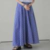 chouyatou Women's Retro Plaid A Line Midi Skirt Gingham High Elastic Waisted Pleated Swing Long Skirt (Medium, Blue) view 2