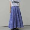 chouyatou Women's Retro Plaid A Line Midi Skirt Gingham High Elastic Waisted Pleated Swing Long Skirt (Medium, Blue) view 3