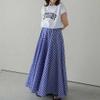 chouyatou Women's Retro Plaid A Line Midi Skirt Gingham High Elastic Waisted Pleated Swing Long Skirt (Medium, Blue) view 4