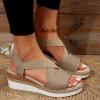 Orthopedic Platform Wedge Sandals for Women Summer Dressy Flat Open Toe Slip on Sandals Outdoor Shoes (Khaki #2, 8.5) view 3