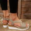 Orthopedic Platform Wedge Sandals for Women Summer Dressy Flat Open Toe Slip on Sandals Outdoor Shoes (Khaki #2, 8.5) view 4