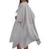 chouyatou Women's Boho Crochet Eyelet Open Front Irregular Long Cotton Beach Coverup Cardigan Shirt Blouses (XX-Large, Gray) view 1