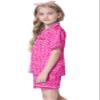 Silk Pajama Set for Girl Satin Button-up Pajama Sleepwear Gifts for Kids, Hot Pink Leopard, 3-4T view 3