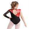 ACSUSS Long Sleeve Gymnastic Leotard for Girls Metallic Rhinestone Dance Skating Unitard Competition Bodysuit Dancewear Red 16 Years view 2