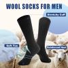 BISOUSOX Thin Merino Wool Boot Socks for Men, Warm Black Winter Dress Crew Calf Long Thermal Hiking Sock Mens Size 9-12 view 4