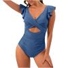 KICILVS One Piece Swimsuit Women Ruffle Sleeve Bathing Suits V Neck Wrap Swimsuit TumControl High Waisted Cut Out Monokini view 2