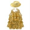 ACSUSS Sleeveless Jazz Dance Dress for Kids Girls Sequin Tap Latin Ballroom Dance Dress Performance Costume and Hat Gold 14 Years view 1