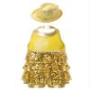 ACSUSS Sleeveless Jazz Dance Dress for Kids Girls Sequin Tap Latin Ballroom Dance Dress Performance Costume and Hat Gold 14 Years view 2