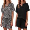 Ekouaer 2 Pack Womens Pajama Sets Short Sleeve Top with Shorts Soft Comfy Loungewear Sleepwear M view 1