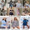 Ekouaer 2 Pack Womens Pajama Sets Short Sleeve Top with Shorts Soft Comfy Loungewear Sleepwear M view 4