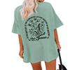 Women's Oversized Christian T Shirts There was Jesus Aesthetic Graphic Tees Letter Print Trendy Floral Tunic Tops Green view 1