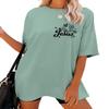 Women's Oversized Christian T Shirts There was Jesus Aesthetic Graphic Tees Letter Print Trendy Floral Tunic Tops Green view 2
