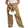 Aressdom Metallic Cargo Pants for Women Shiny High Waist Wide Leg Pants with Pockets, Going Out Outfits, Light Yellow, S view 1