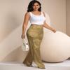 Aressdom Party Pants for Women Shiny Metallic Cargo Baggy Bottom with Pockets, Sexy Cute Outfits, Light Yellow, XL view 4