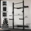 RitFit Multi-Functional Folding Squat Rack for Home Gym, 2.36'' x 2.36'' Wall Mounted Squat Rack with Attachments - Space Saving Squat Power Rack, Black view 3