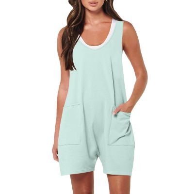 KICILVS Summer Rompers for Women 2024 Casual Sleeveless Shorts Jumpsuits with Pockets Trendy Jumpers Loose Comfy Overalls