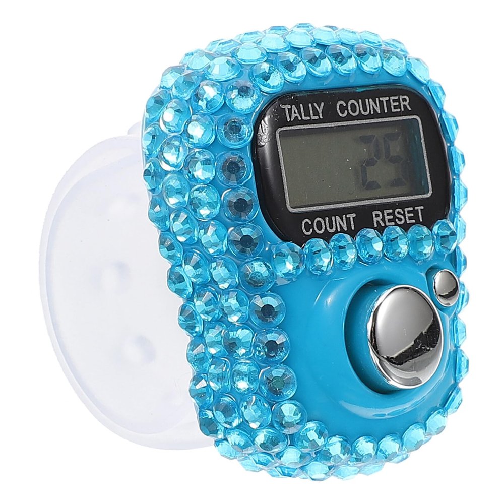 INOOMP Electronic Finger Counter, Hand Tally Counter Mini LCD Digital Display Glitter Counter 5 Digits Number Finger Ring Palm Click Counter for Crochet Coaches