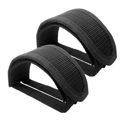 Qancekoo 1 Pair Bike Pedal Strap Toe Clips Straps Tape Adjustable Anti-Slip Double Adhesive Bicycle Feet Straps - Black