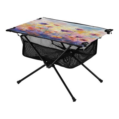 GOODOLD Colorful Abstract Flowers Beach Camping Table, Easy Fold-Up Design & Portable with Carry Bag Ideal for Outdoor BBQ, Picnic, Campsites