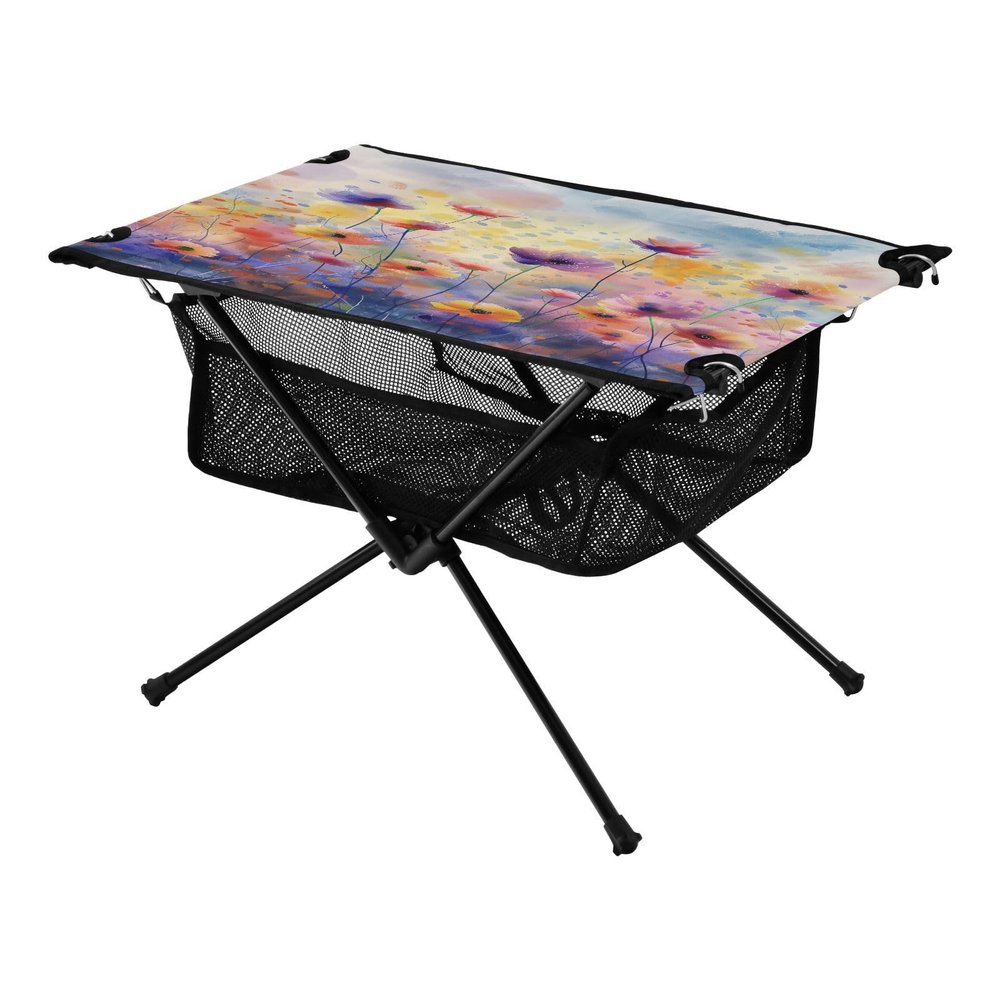 GOODOLD Colorful Abstract Flowers Beach Camping Table, Easy Fold-Up Design & Portable with Carry Bag Ideal for Outdoor BBQ, Picnic, Campsites