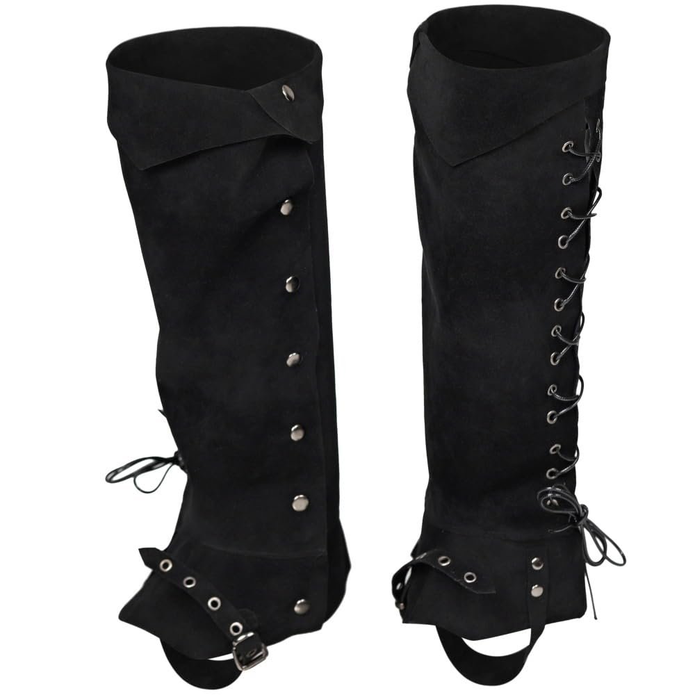 Costume Boot Covers Pirate Boot Covers Viking Medieval Guard Armor Faux Leather Steampunk Renaissance Costume Tops Leg Cuff for Halloween Costumes Black