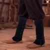 Costume Boot Covers Pirate Boot Covers Viking Medieval Guard Armor Faux Leather Steampunk Renaissance Costume Tops Leg Cuff for Halloween Costumes Black view 3