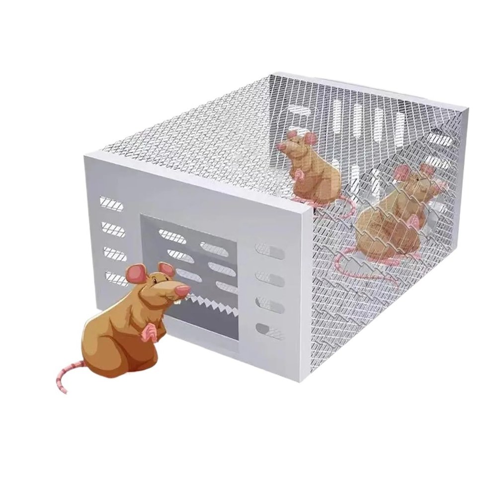 IGASHI Rat Trap,Metal Reusable Mousetrap Indoor Outdoor Household Continuous Mousetrap Reusable Automatic Rat Cage Large Space Metal, Style A