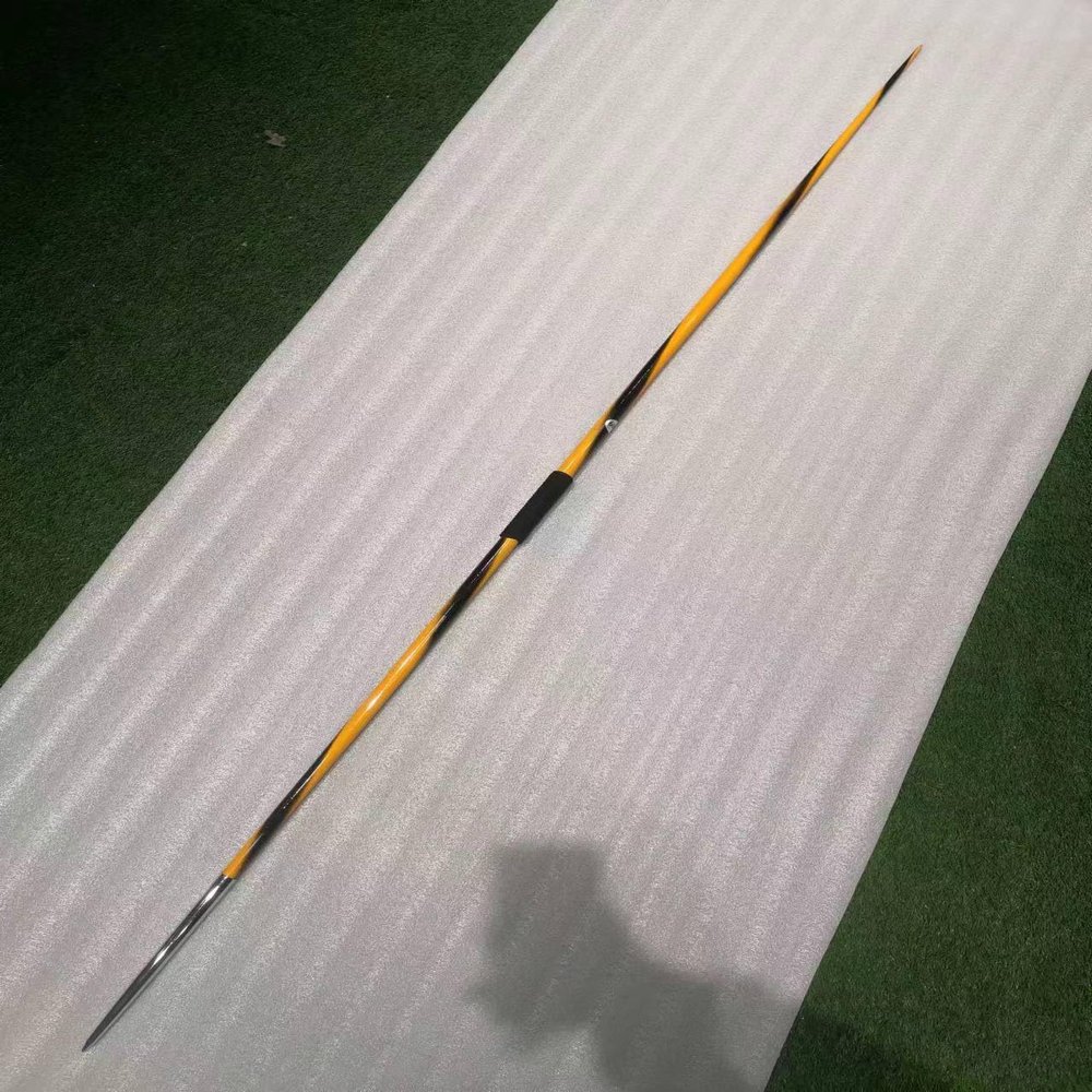 NineFit Basics Competition Javelin 600Grams Black with Yellow Spiral Color for Competition and Training 600g Javelins (600g-50M)