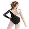 ACSUSS Long Sleeve Gymnastic Leotard for Girls Metallic Rhinestone Dance Skating Unitard Competition Bodysuit Dancewear Silver 6 Years view 2